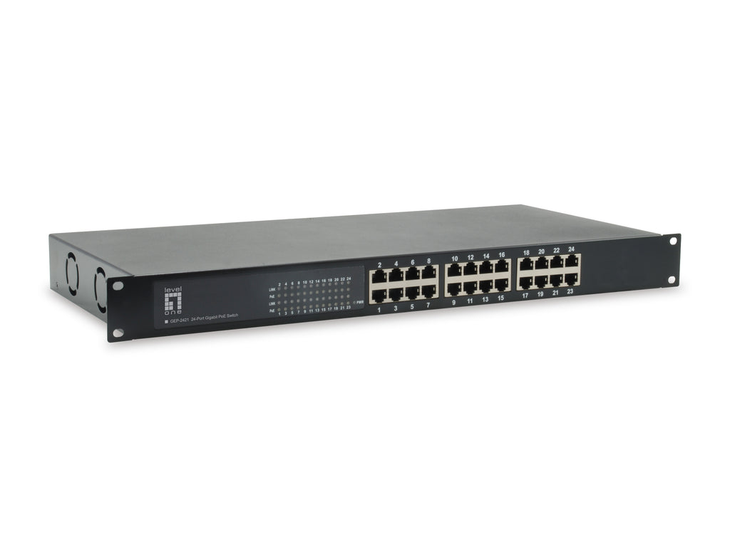 LevelOne GEP-2421W150 Commutateur Réseau Non-géré Gigabit Ethernet PoE, 24 Ports RJ-45, Noir
