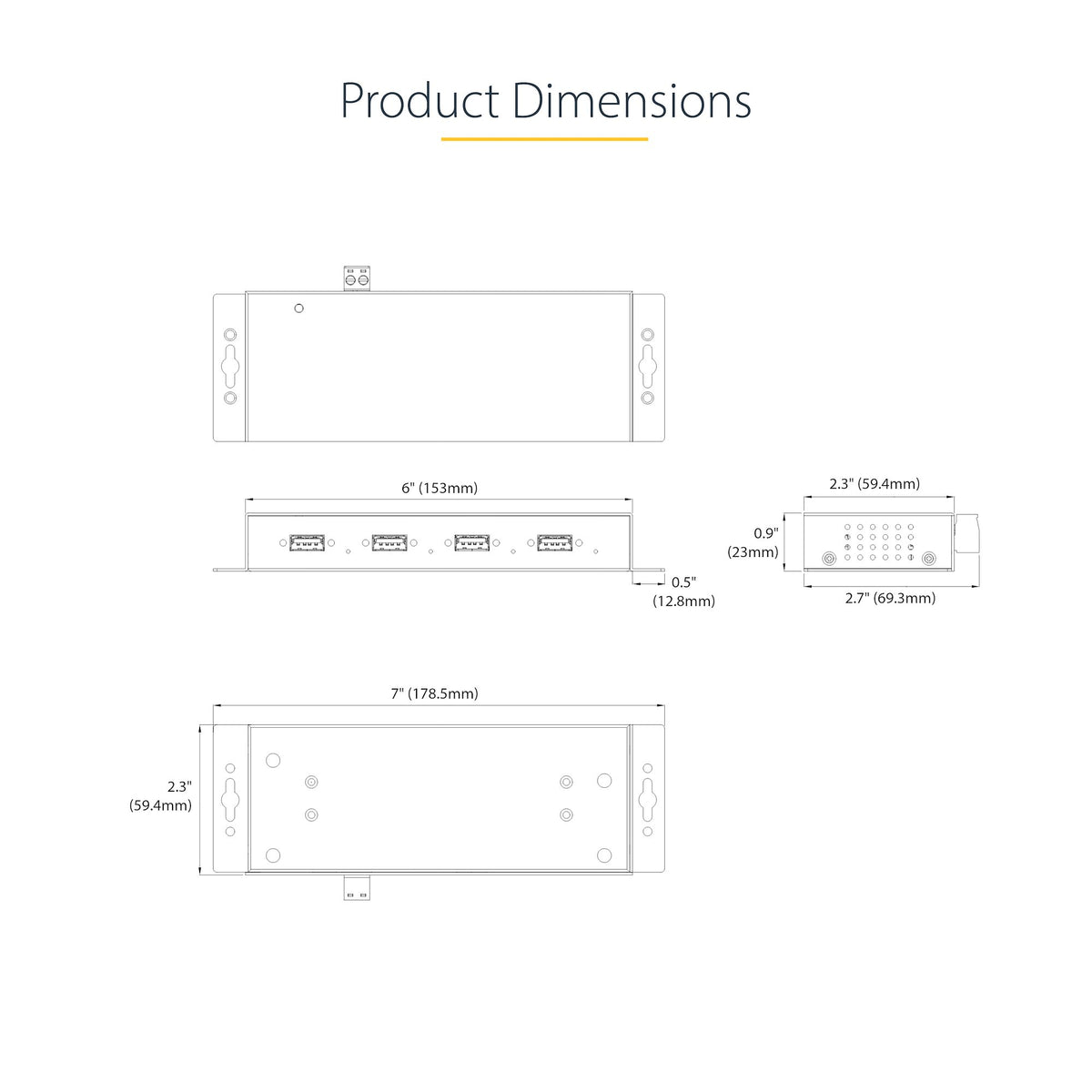 StarTech.com Hub USB 3.0 Industriel 4 Ports 5Gbps avec Protection contre les Surtensions