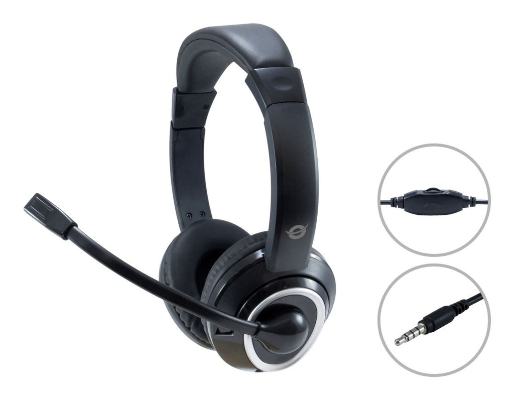 Conceptronic POLONA02B Casque Gaming Filaire avec Arceau, Noir