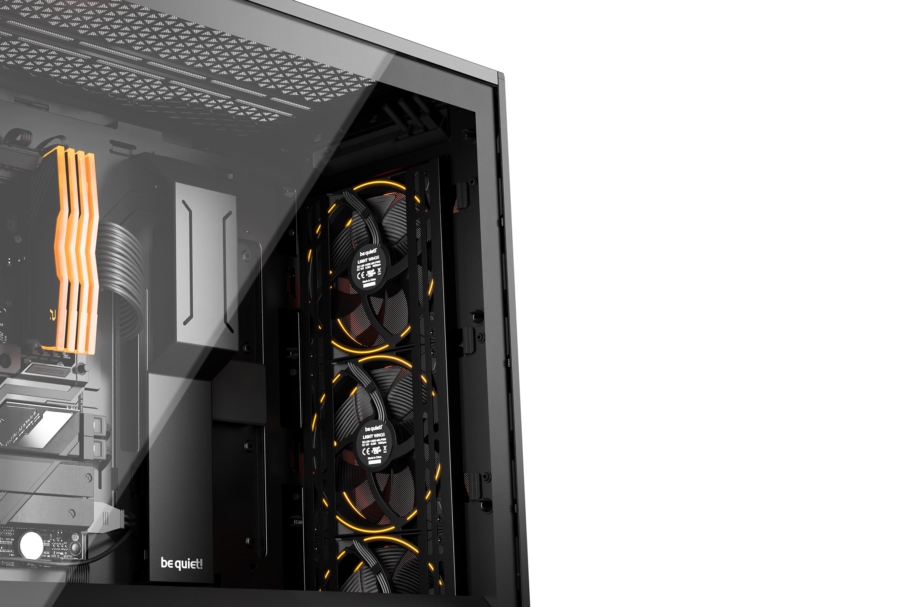 be quiet! Shadow Base 800 Noir | Boîtier PC ARGB vitré, Mini ITX / Micro ATX / ATX / E-ATX, 4 ventilateurs Light Wings PWM 140 mm