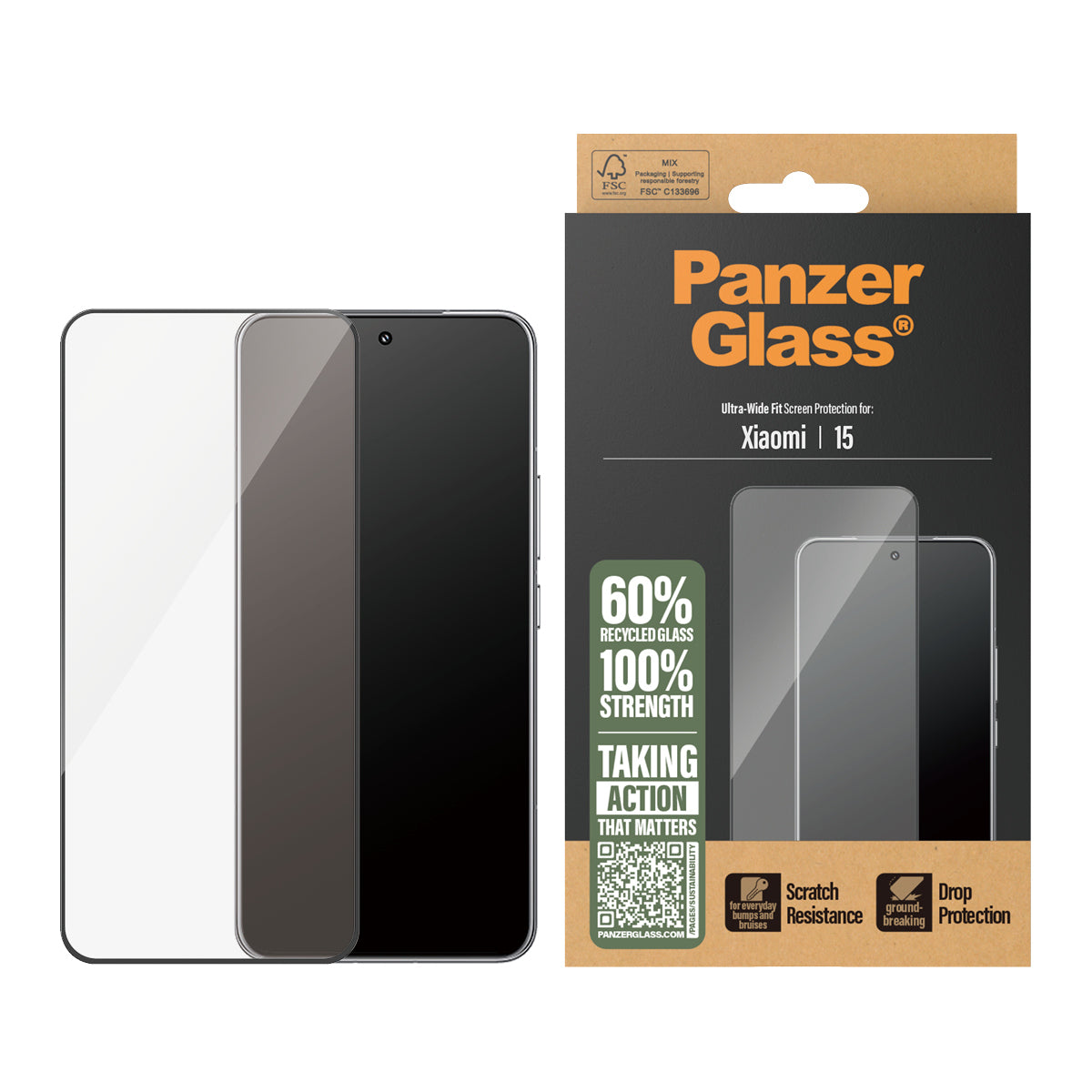 PanzerGlass - skærmbeskytter for mobiltelefon - ultrabred pasform