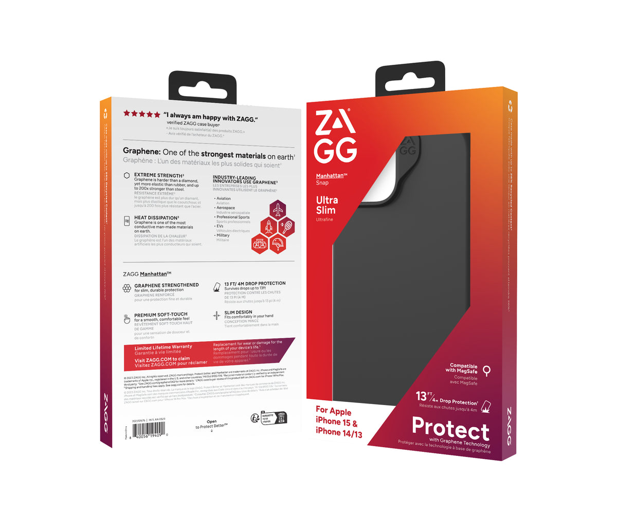 ZAGG Manhattan Snap coque de protection pour téléphones portables 15,5 cm (6.1") Housse Noir
