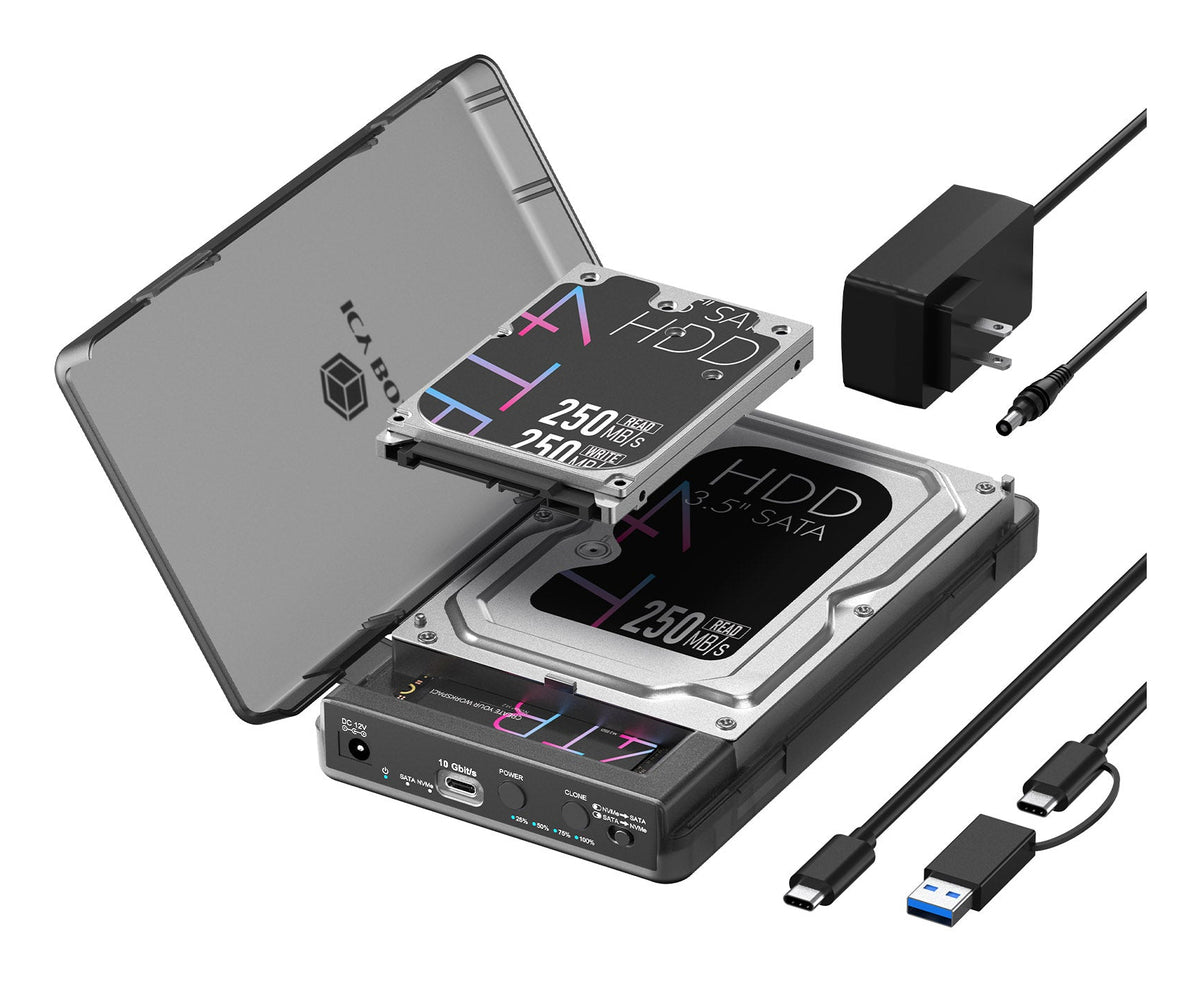 ICY BOX IB-3882MSCL-CU31 Boîtier disque dur/SSD Noir M.2/2.5"/3.5"