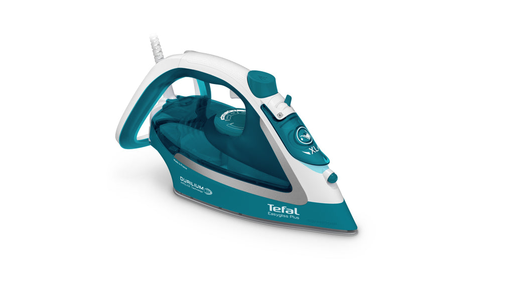Tefal EasyGliss Plus FV5737 Fer à Repasser à Sec ou à Vapeur, Semelle Durilium, 2500 W, Turquoise et Blanc