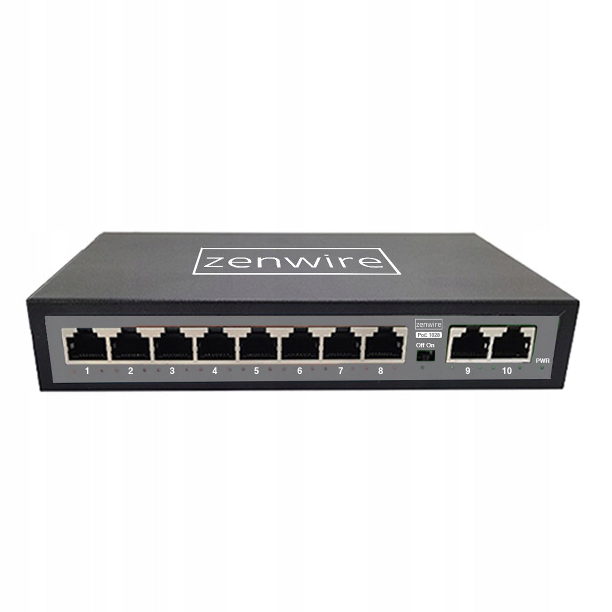 Commutateur répartiteur 10 ports (8 POE) avec 2 ports LAN Ethernet RJ45 pour caméras IP Zenwire 1028