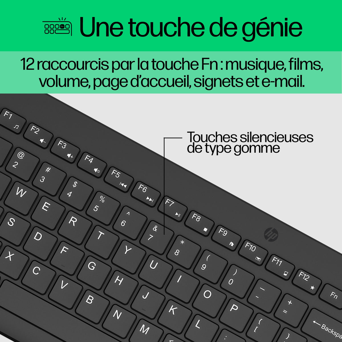 HP Ensemble Clavier et Souris Sans Fil 330, Noir, Disposition QWERTY Anglais