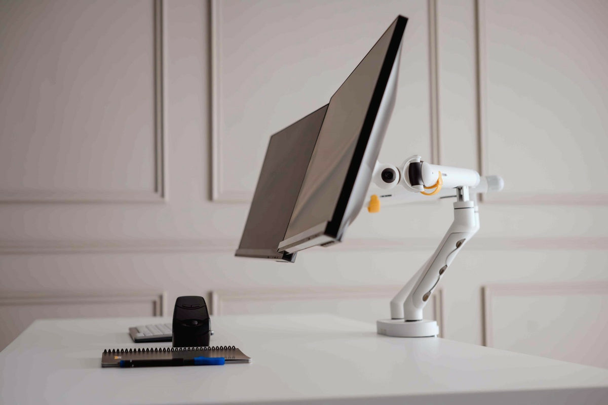 Support Double Bras pour Moniteur BE Flexible Dual, Blanc