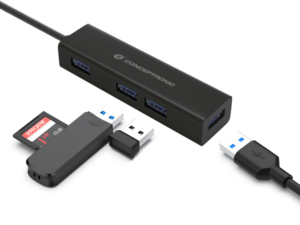 Conceptronic HUBBIES07B Hub USB 3.2 Gen 1 Type-C, 5000 Mbit/s, Noir
