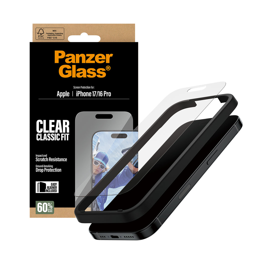 PanzerGlass ® Screen Protector iPhone 17 | iPhone 16 Pro | Classic Fit w. EasyAligner Protection d'écran transparent Apple 1 pièce(s)