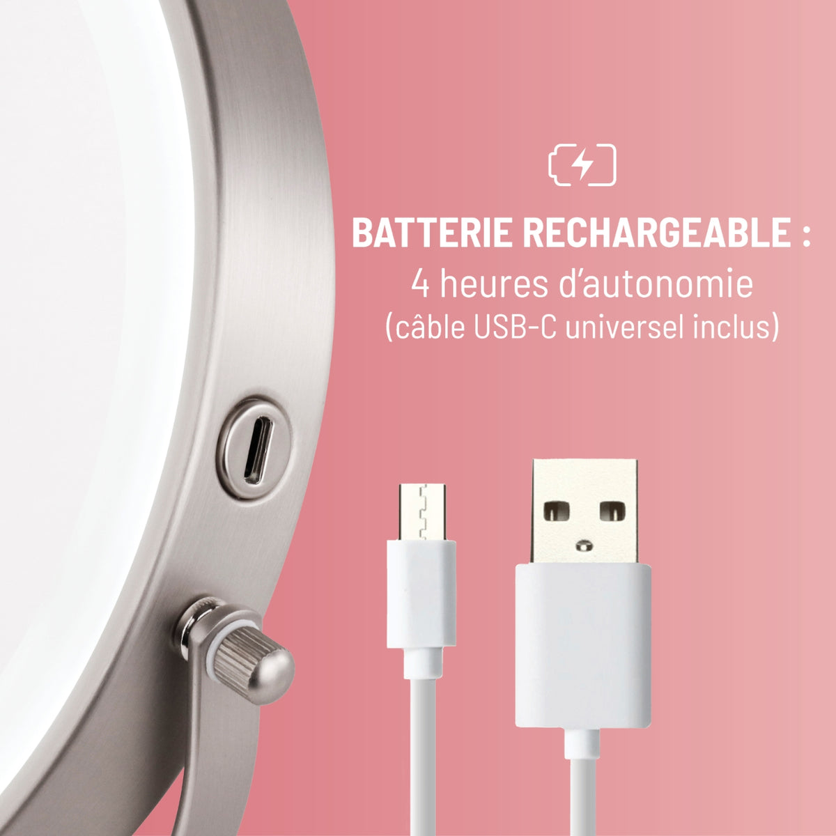Haepi Miroir grossissant rechargeable BELLA