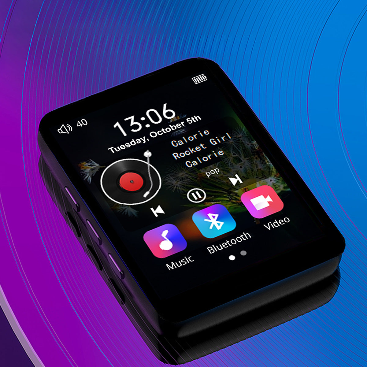 Lecteur portable MP3/MP4 avec Bluetooth, radio FM, dictaphone, carte SD et écouteurs - 36 Go - Zenwire P1