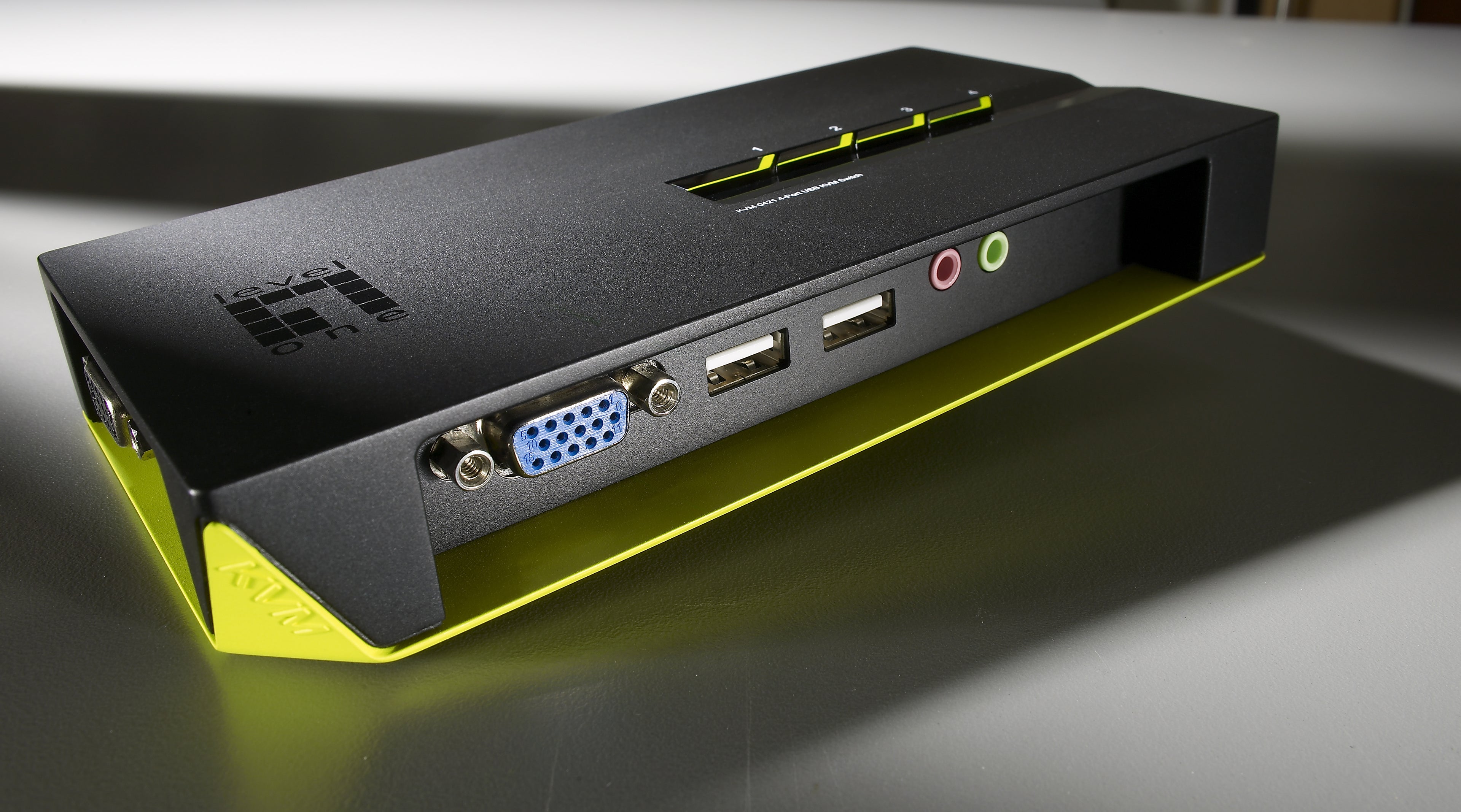 LevelOne KVM-0421 commutateur écran, clavier et souris Noir, Vert