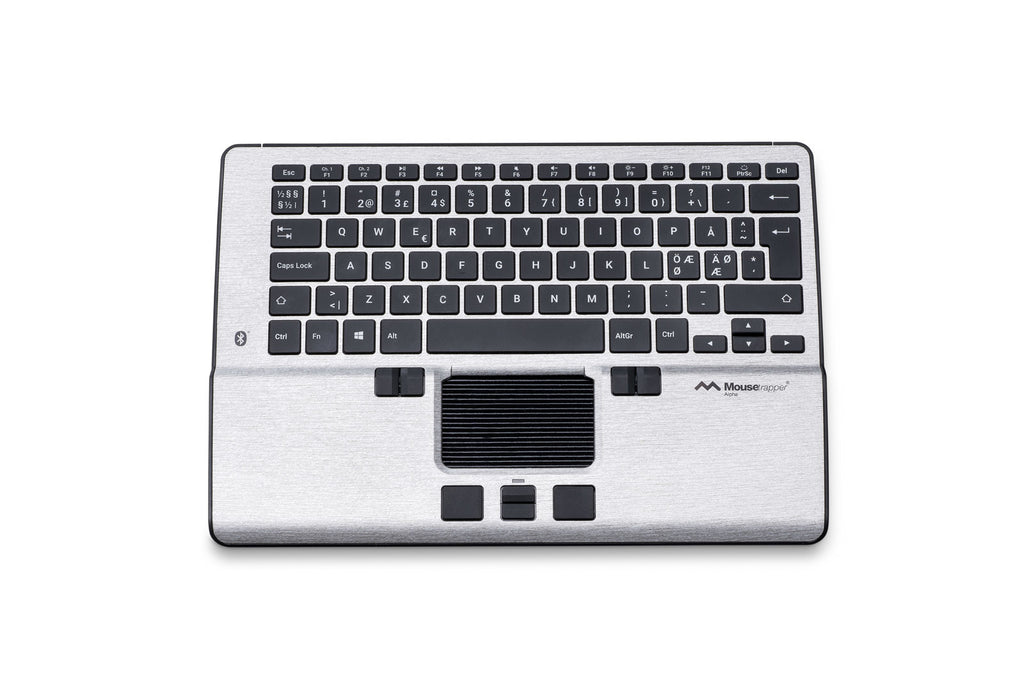 Clavier et Souris Mousetrapper Alpha Nordic, USB et Bluetooth, QWERTY Nordique, Noir et Argent