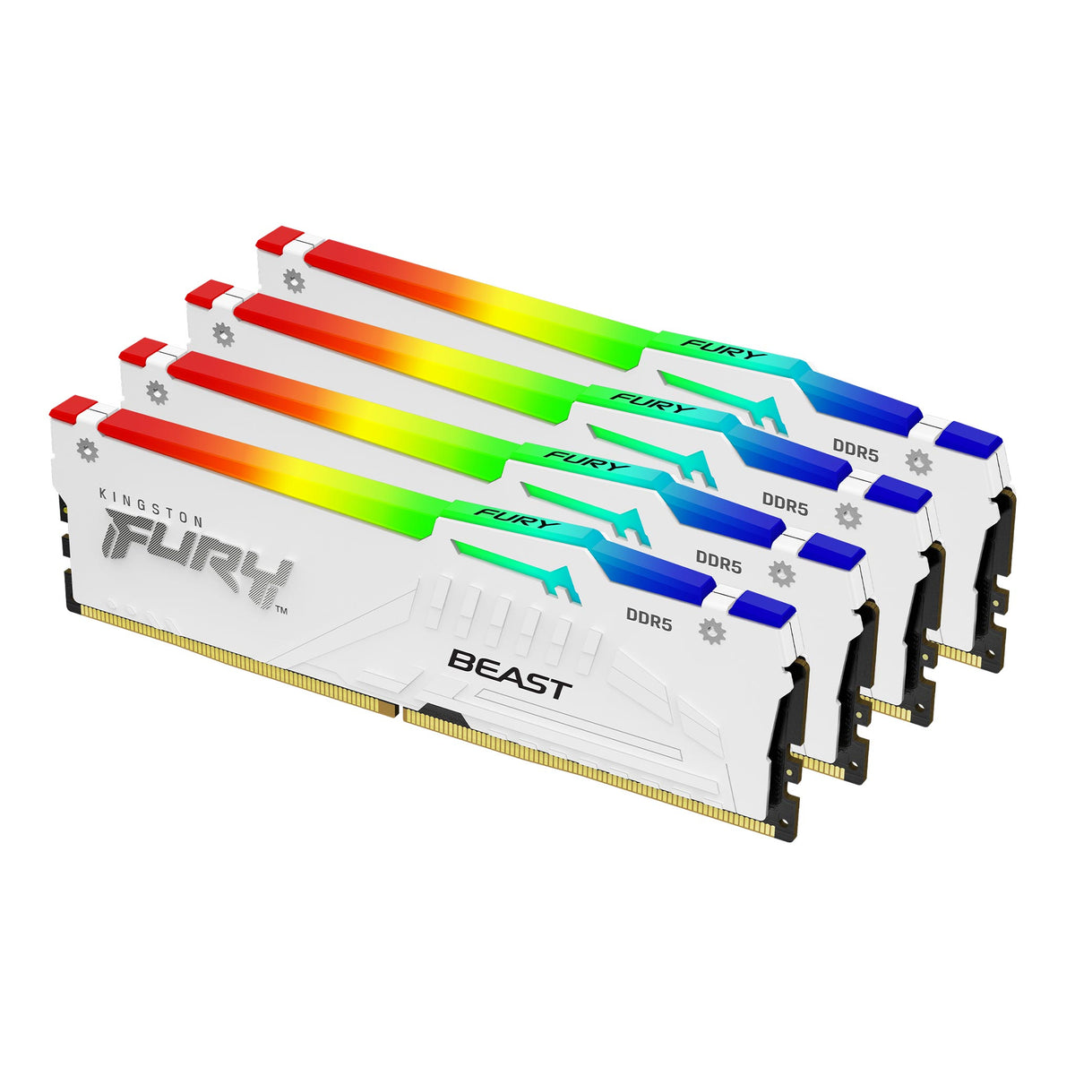Kingston Technology FURY Beast 64 Go 6000 MT/s DDR5 CL40 DIMM Kit de 4 White RGB XMP