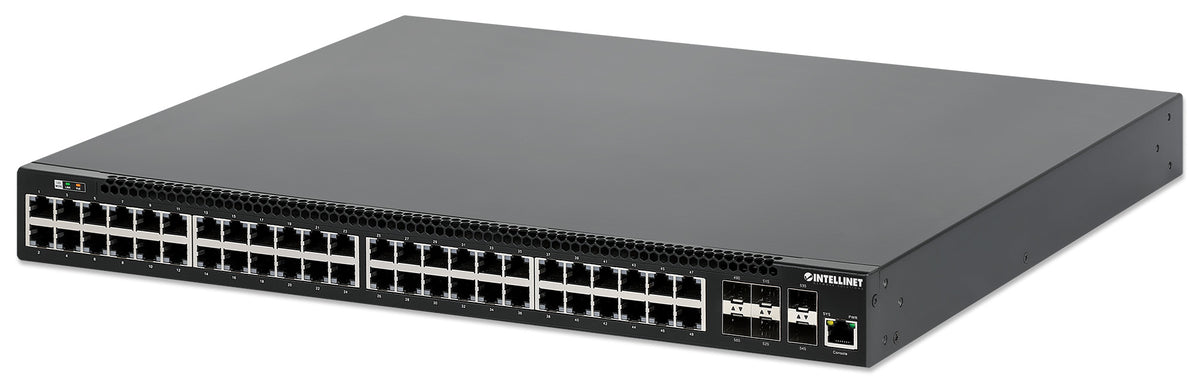 Intellinet Commutateur Réseau PoE+ L3 Administrable 54 ports, 48 ports Gigabit, 6 SFP+ 10G, Budget 850W, Rack 19"