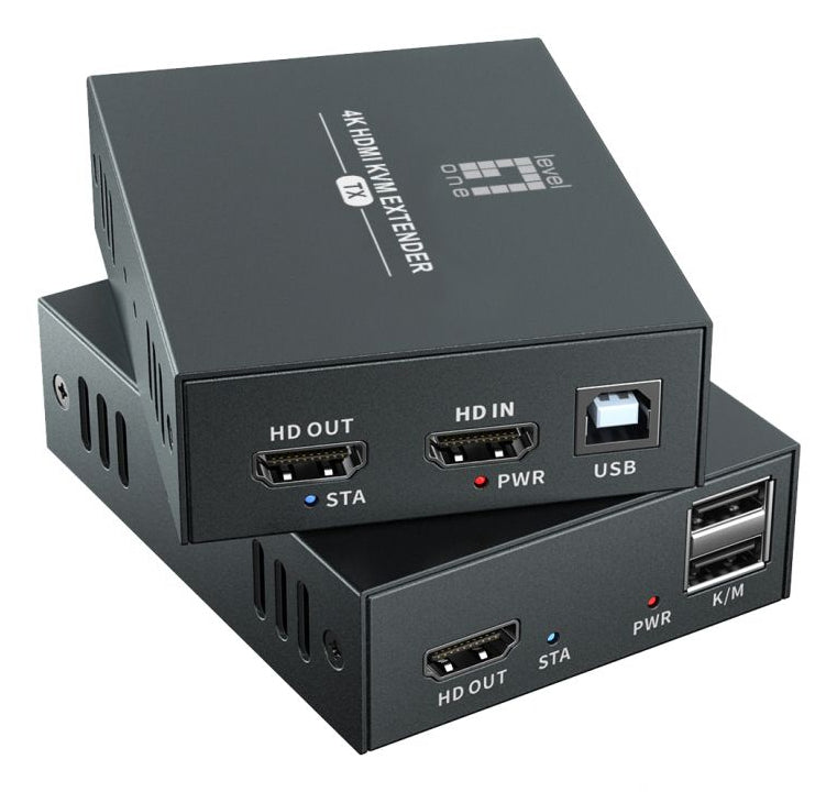 LevelOne HVE-8111 Extension Audio/Vidéo, Émetteur et Récepteur AV, Noir