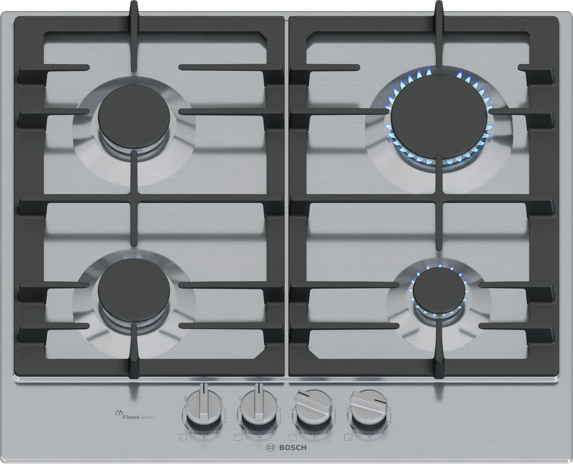 Bosch Bosch Serie 6 PCP6A5I90 plaque Acier inoxydable Intégré 60 cm Gaz 4 zone(s)