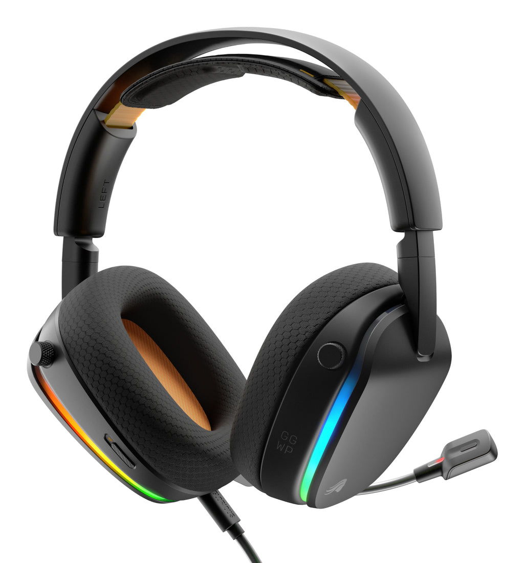 Glorious Gaming Glorious GHS Eternal RGB - Casque gaming stéréo RGB pour PC, PS5, PS4, Switch. Transducteurs inclinés sur mesures, micro détachable USB-C haute-clarté ajustable. Résistant, confort longue durée. Noir