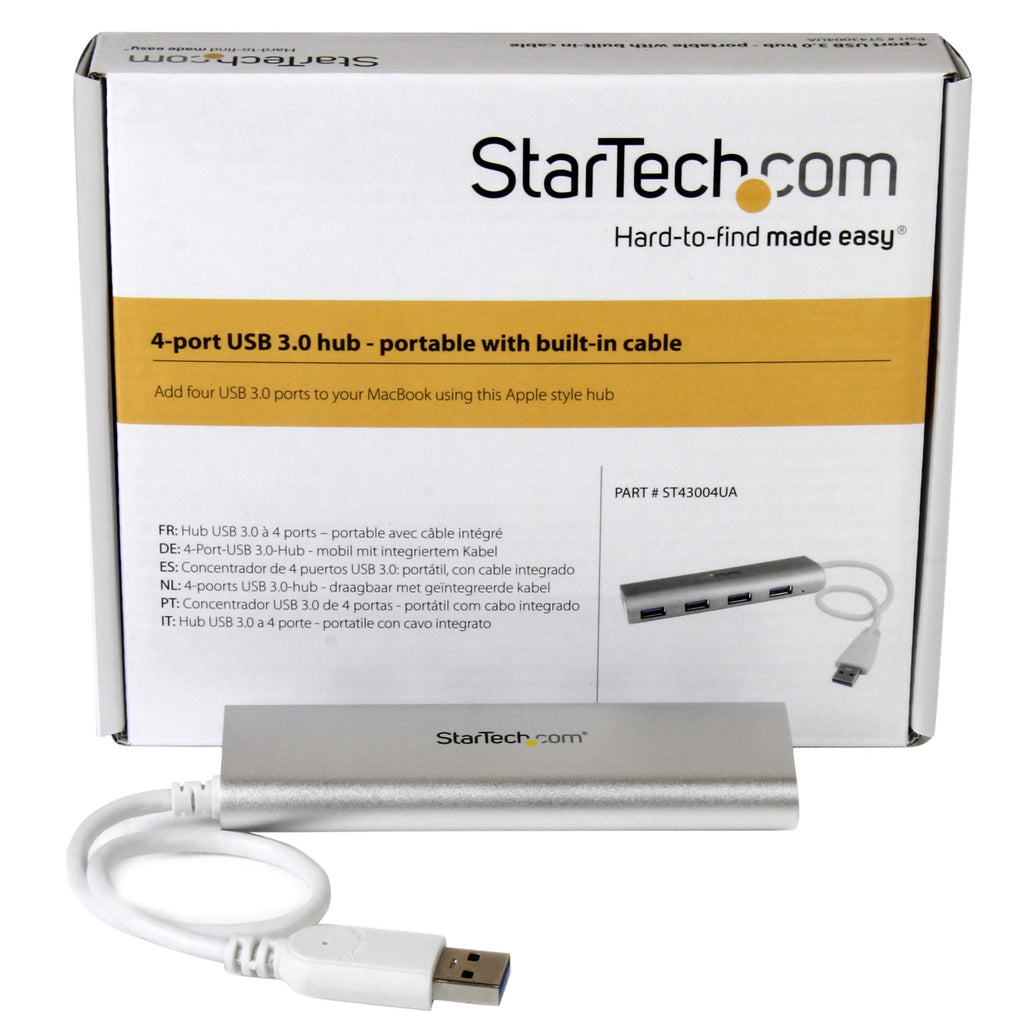 StarTech.com Hub USB 3.0 à 4 Ports avec Gigabit Ethernet, USB-A 5Gbps, Design Robuste en Aluminium