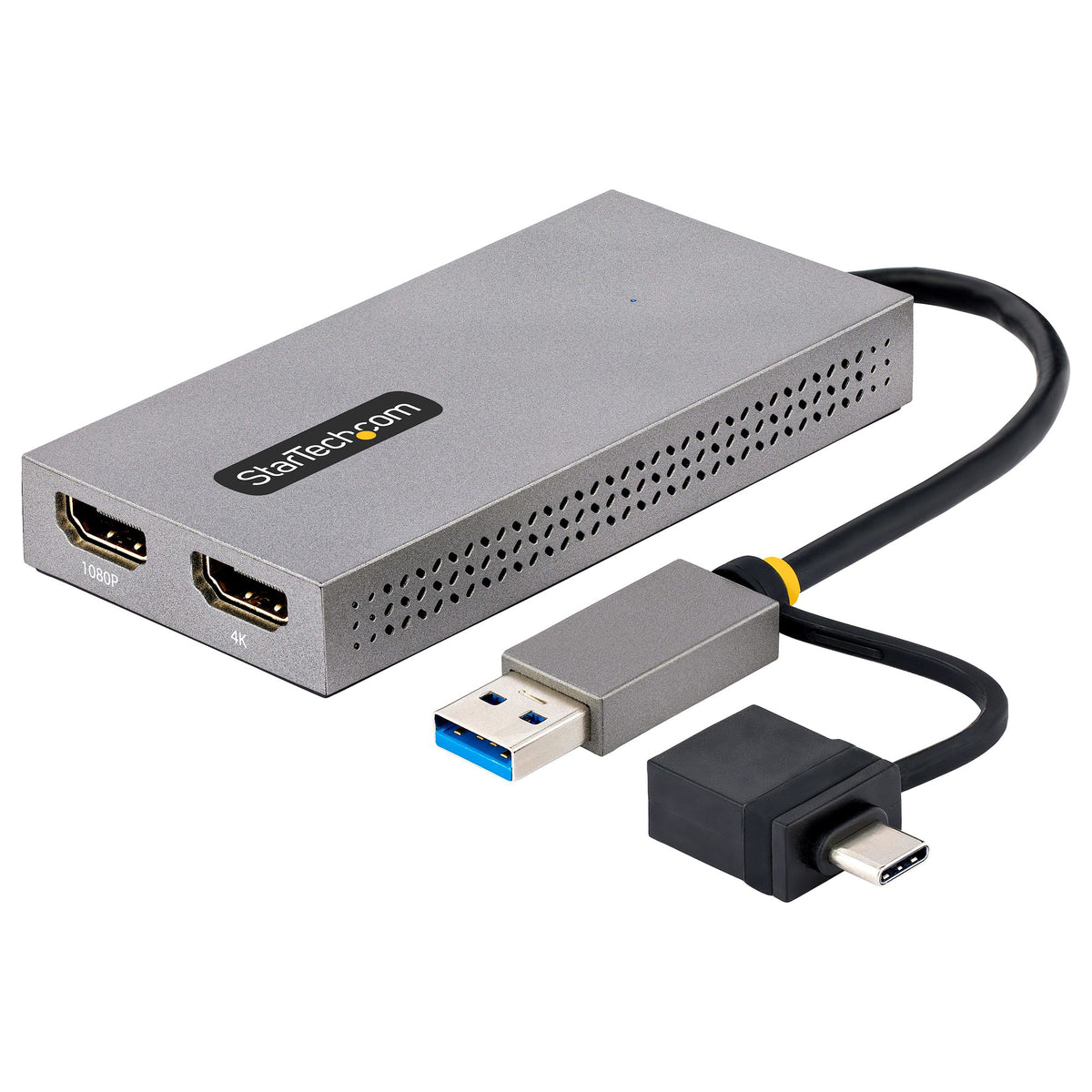StarTech.com Adaptateur USB vers Double HDMI - USB A/C vers 2 Écrans HDMI (1x 4K30Hz, 1x 1080p) - Dongle Intégré USB-A v
