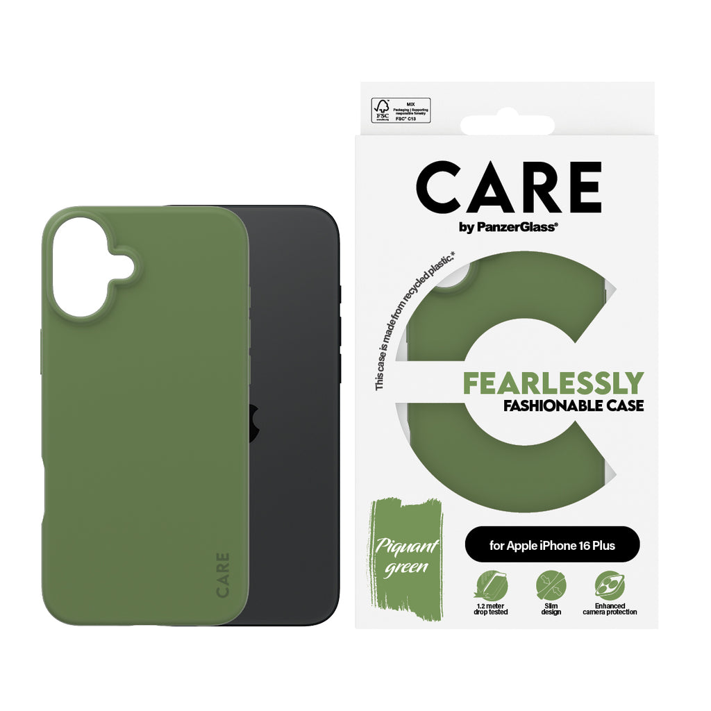 PanzerGlass CARE™ by ® Case Green iPhone 16 Plus coque de protection pour téléphones portables Housse Vert