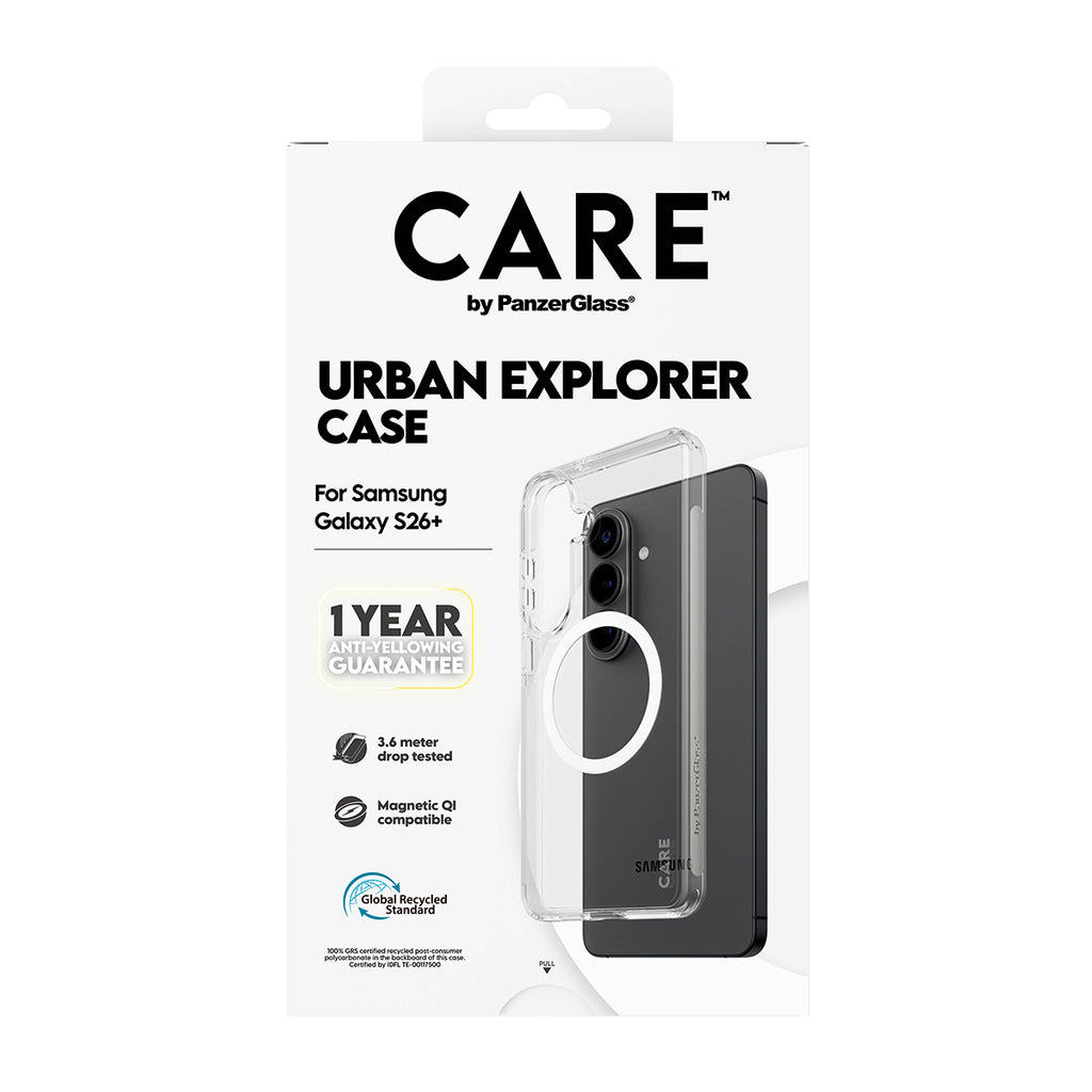 PanzerGlass CARE Urban Explorer Coque Transparente avec Qi pour Samsung Galaxy S26+