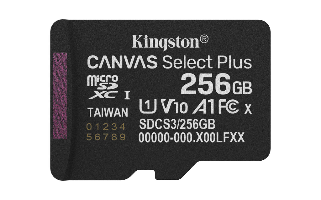 Kingston Technology microSDXC Canvas Select Plus Gen3 256GB 150MB/s A1 avec Adaptateur SD