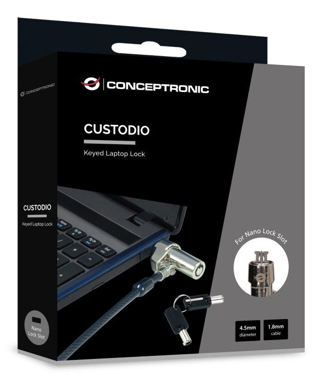 Conceptronic CUSTODIO02BNM câble antivol Noir 1,8 m
