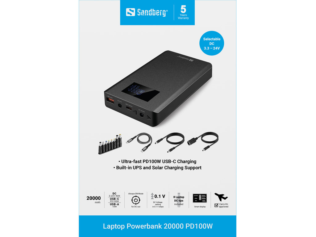 Sandberg 421-27 banque d'alimentation électrique 20000 mAh Noir