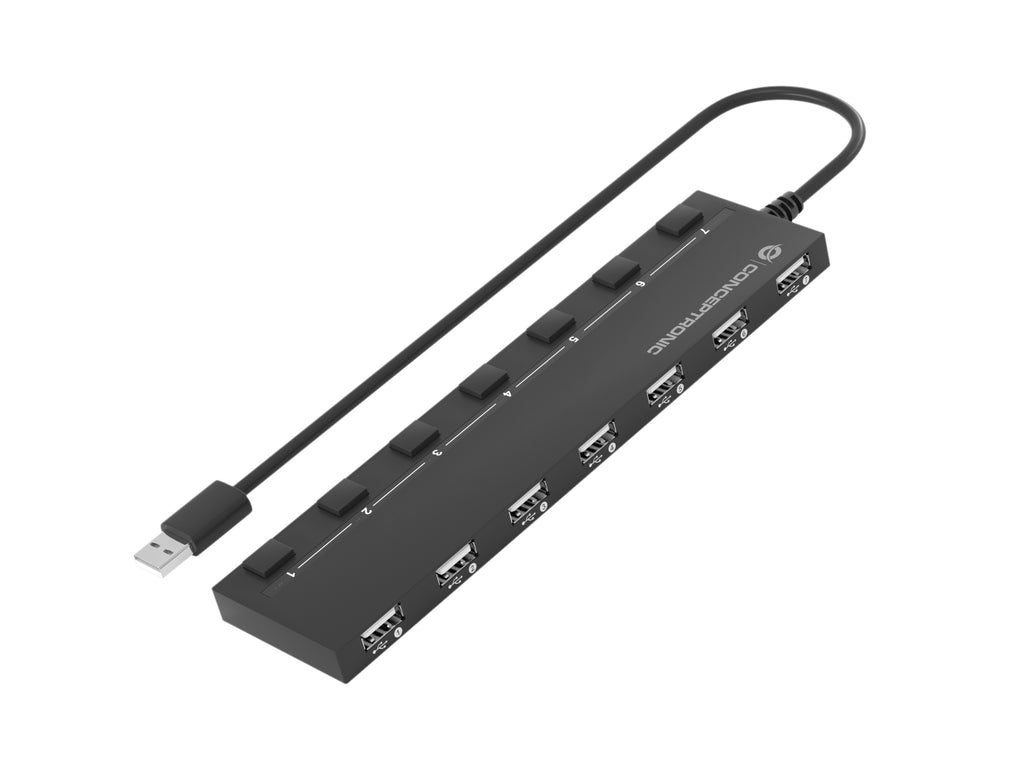 Conceptronic HUBBIES08BP hub & concentrateur USB 2.0 480 Mbit/s Noir