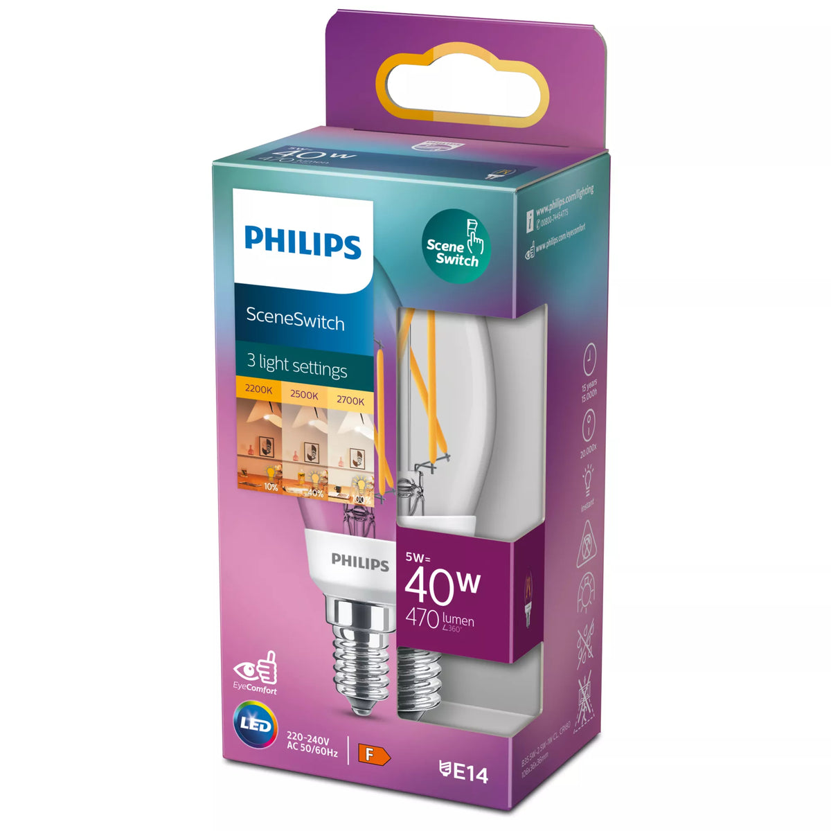 Philips Ampoule 40 ; 18 ; 9 W B35 E14