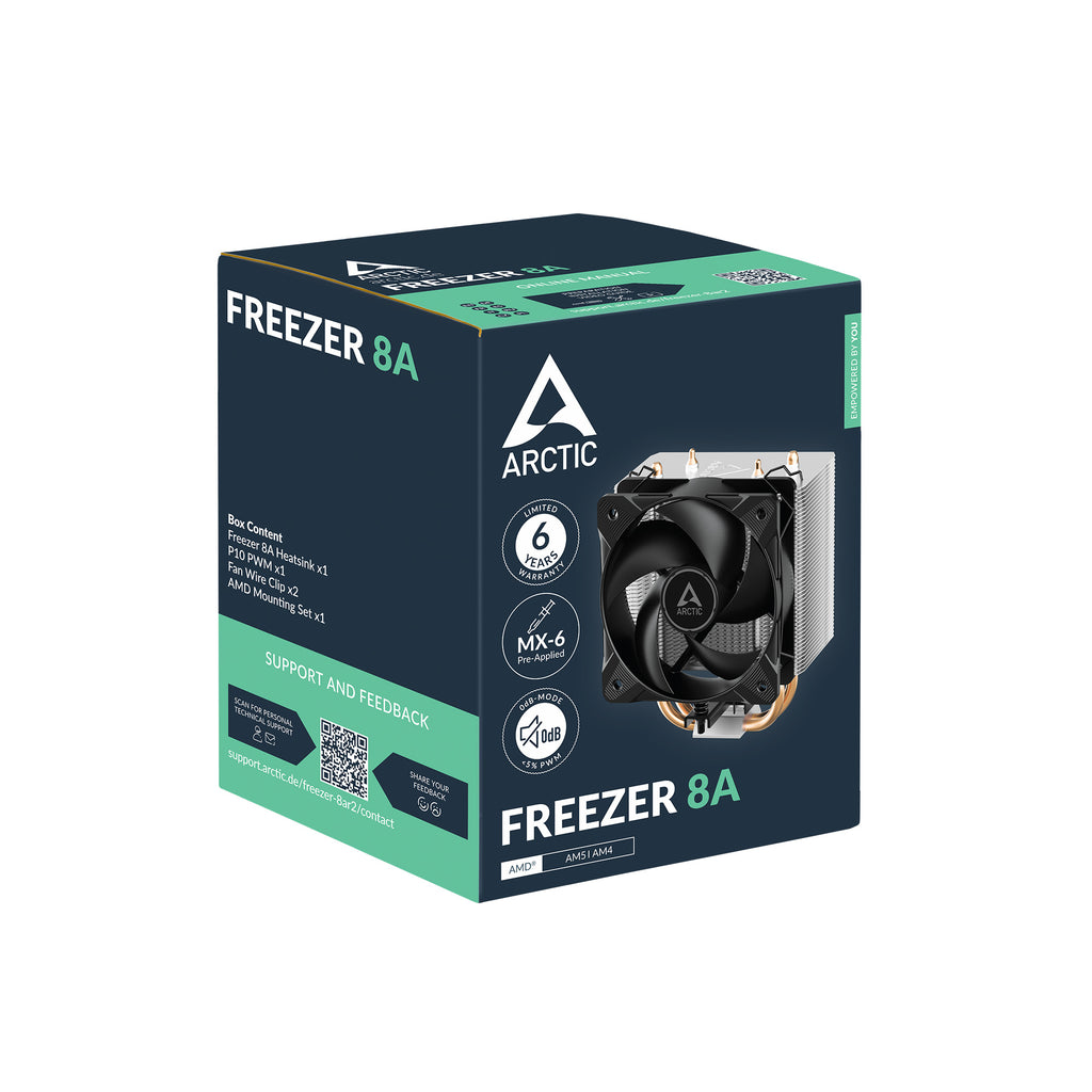 ARCTIC Freezer 8A Refroidisseur CPU Air 10 cm Aluminium, Noir