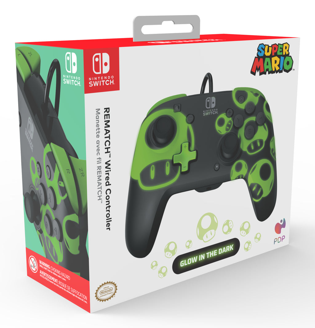 PDP Manette filaire REMATCH: 1-Up Glow in the Dark