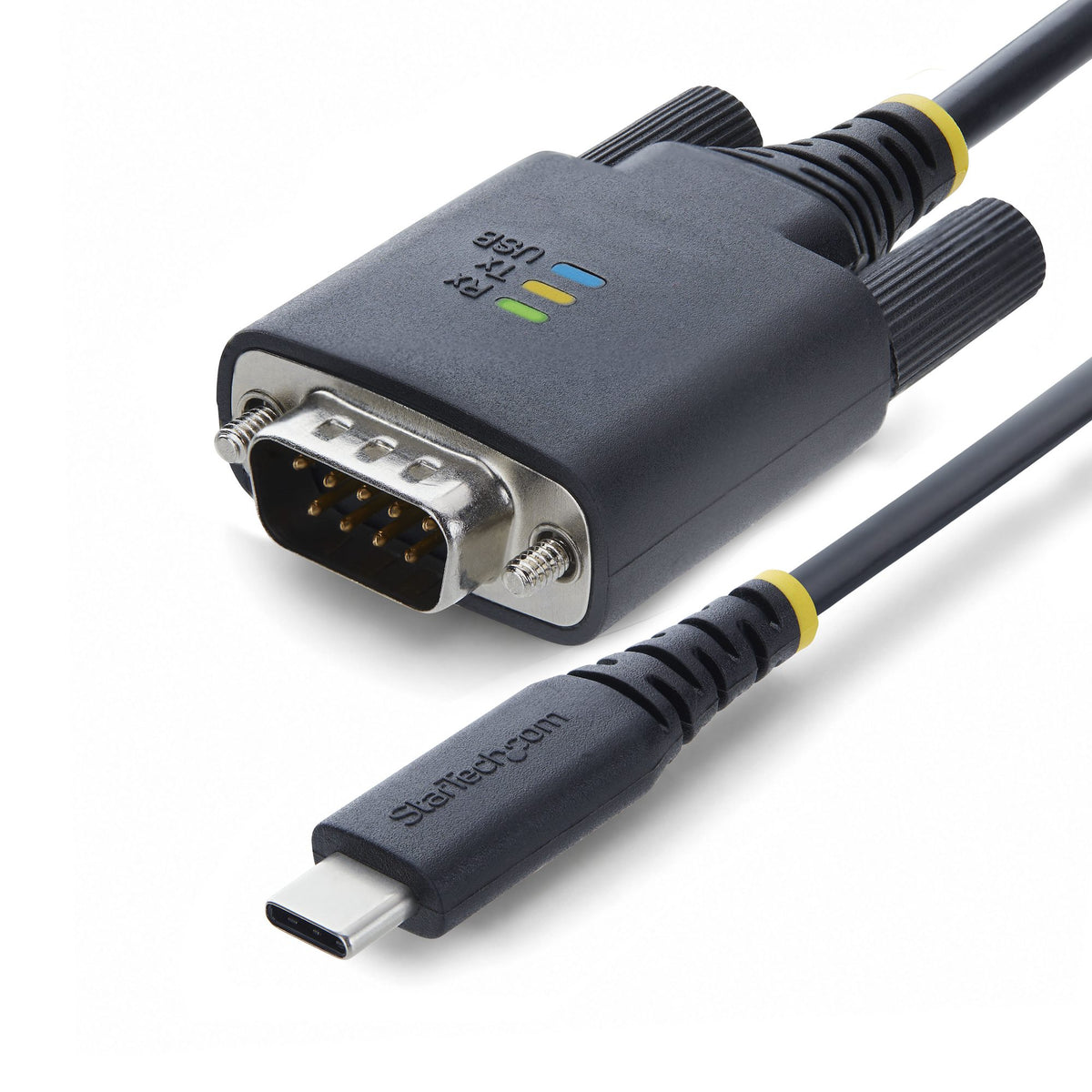 StarTech.com Câble Adaptateur USB-C vers Série de 2 m, Rétention COM, Puce FTDI, Type-C vers DB9 RS232 Mâle, Voyants d'É