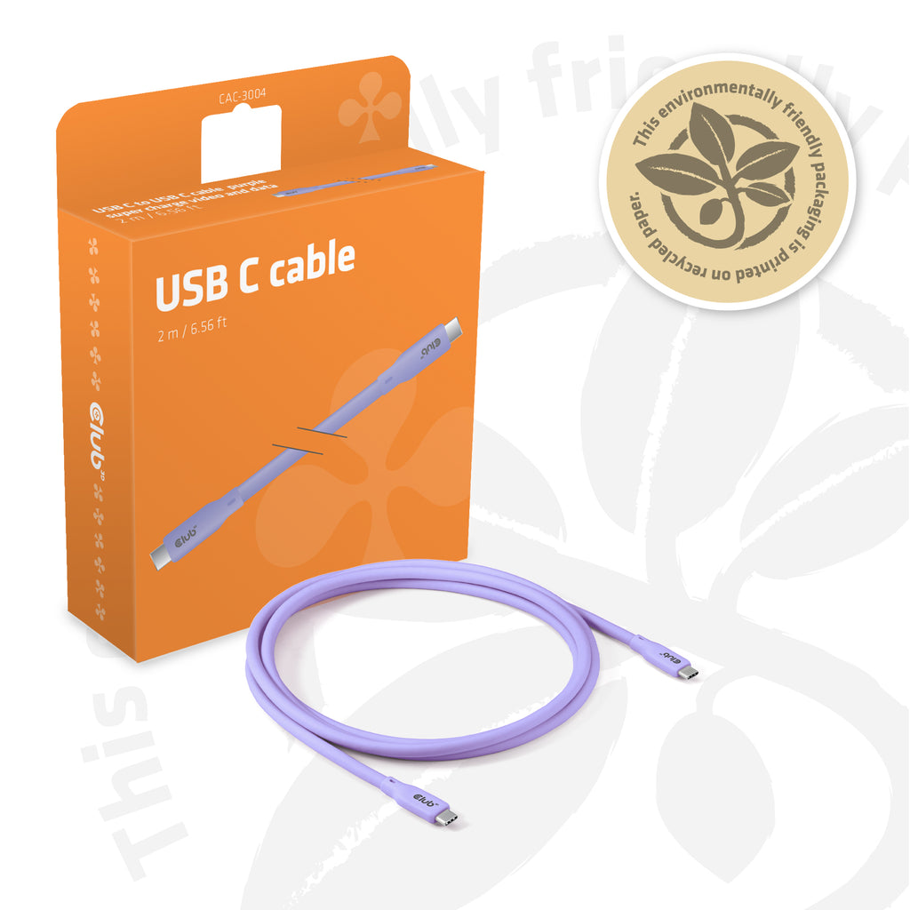 CLUB3D CAC-3004 câble USB USB4 Gen 2x2 2 m USB C 20 Gbit/s 240 W Violet