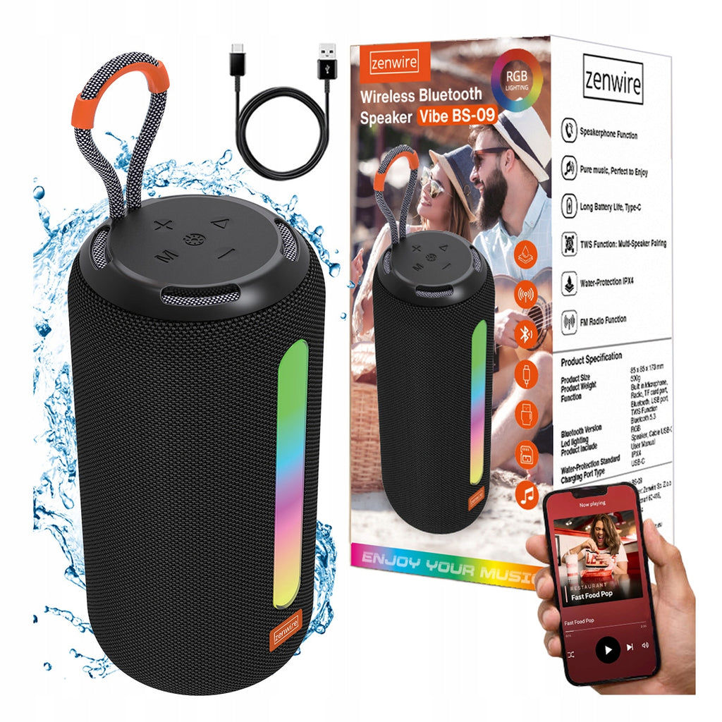 Enceinte Bluetooth portable sans fil avec radio FM, chaîne stéréo et lecteur MP3, 26 W, Zenwire BS-09