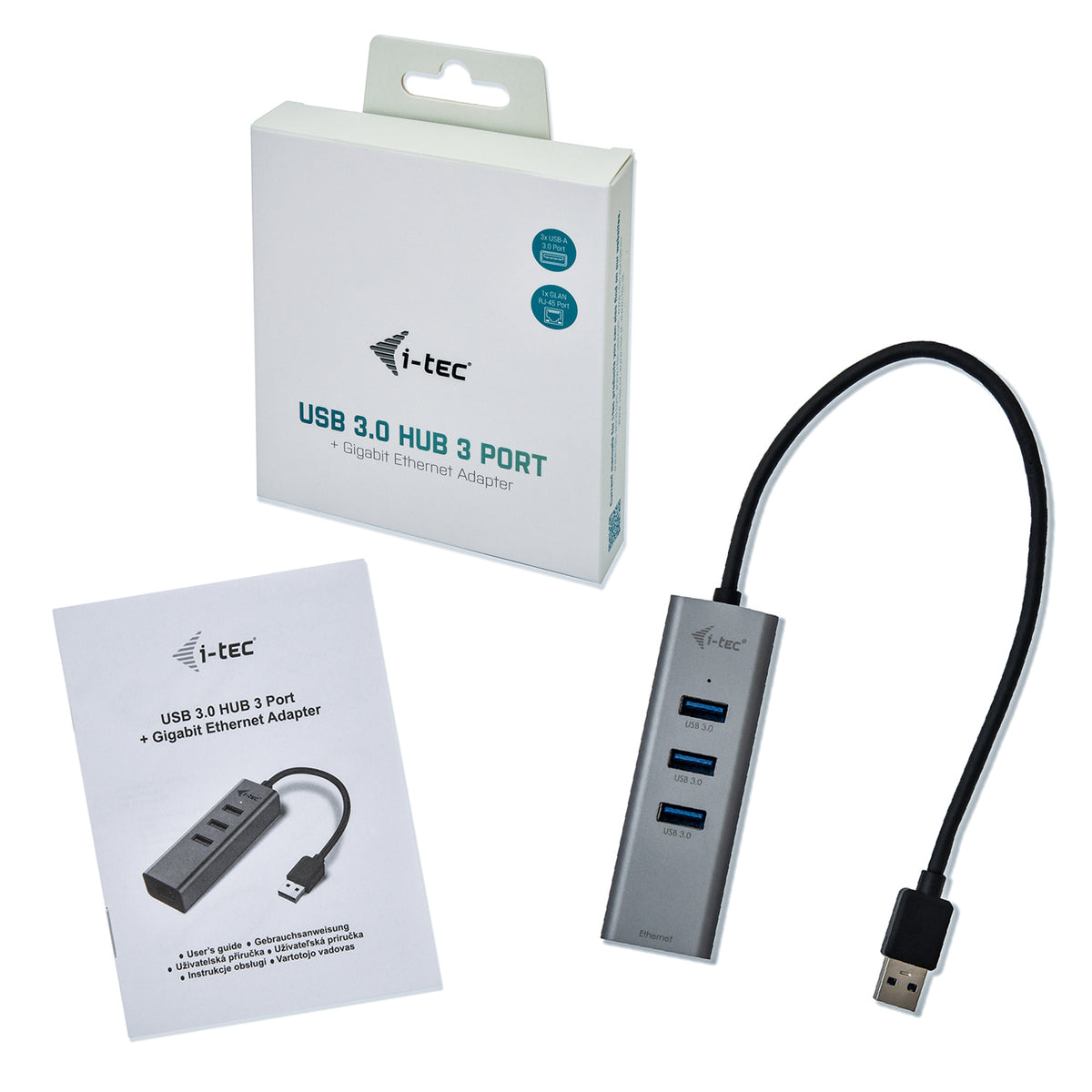 Hub USB 3.0 en Métal avec 3 Ports et Adaptateur Gigabit Ethernet
