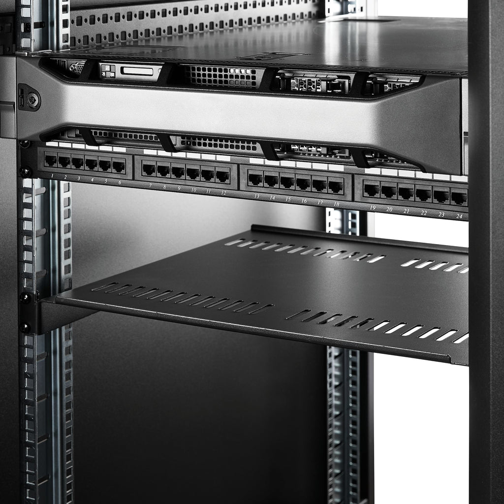 StarTech.com Étagère pour Rack Serveur 1U, Plateau Cantilever Universel Ventilé 19", Acier, Capacité 20kg, Profondeur 40