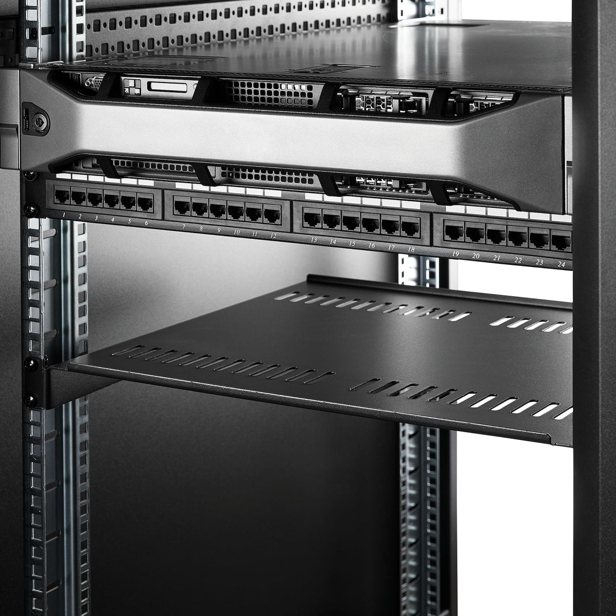 StarTech.com Étagère pour Rack Serveur 1U, Plateau Cantilever Universel Ventilé 19", Acier, Capacité 20kg, Profondeur 40