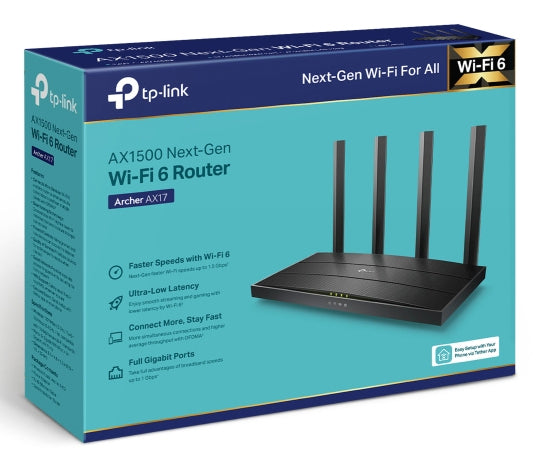 TP-Link Archer AX17 routeur sans fil Gigabit Ethernet Bi-bande (2,4 GHz / 5 GHz) Noir