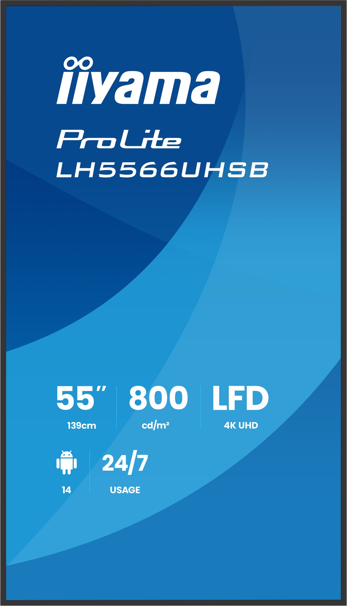 iiyama LH5566UHSB-B1AG Écran d'affichage dynamique Écran plat de signalisation numérique 139,7 cm (55") LCD Wifi 800 cd/m² 4K Ultra HD Noir Intégré dans le processeur Android 24/7 - vue 2