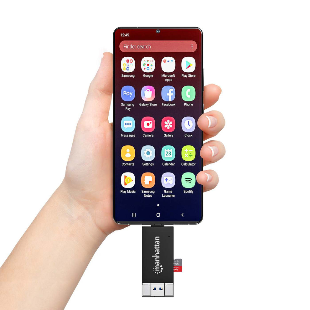 Manhattan Lecteur de Cartes Multiformat USB-A/USB-C, 5 Gbps USB 3.0, SD et microSD, Noir/Translucide