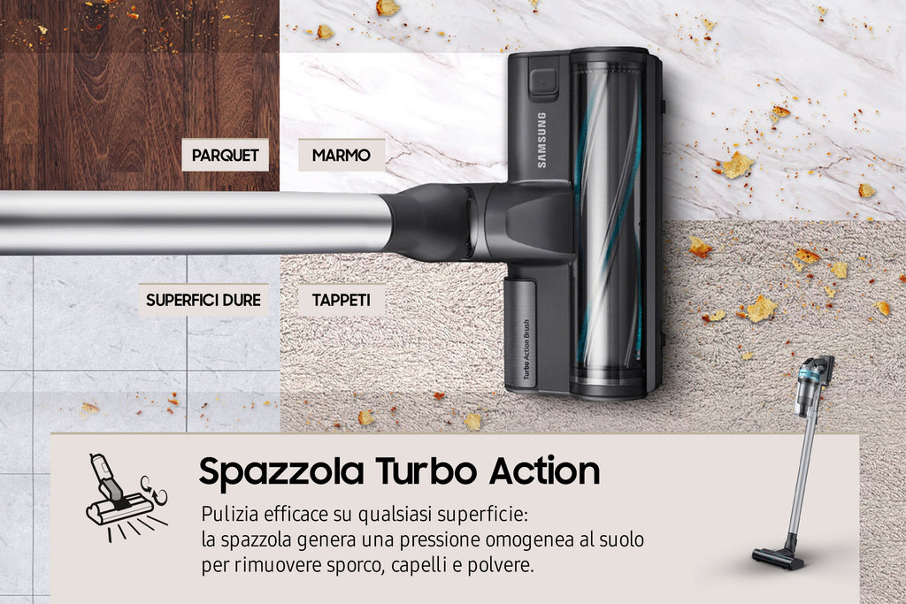 Samsung Samsung VS20B75AGR1 Aspirateur-balai 2 en 1 Batterie Sec Sans sac 550 W Noir, Couleur menthe