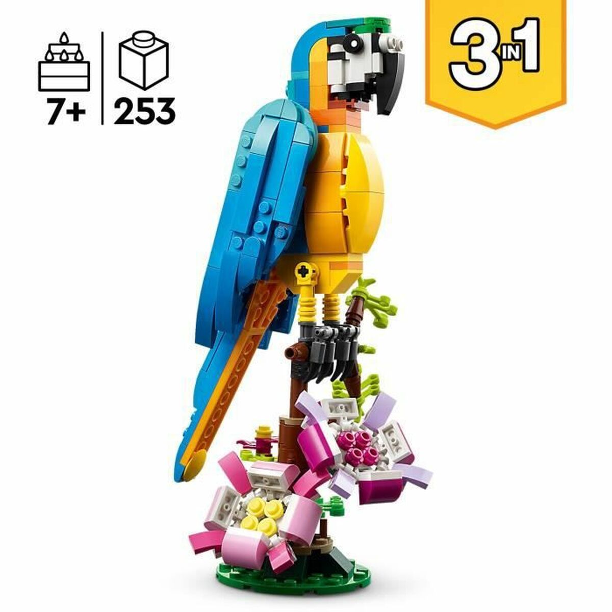 Jeu de construction Lego Creator 31136 Perroquet exotique avec grenouille et poisson 3-en-1 253 pièces