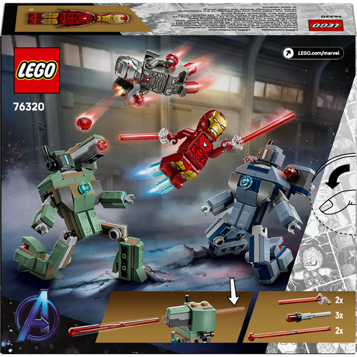 LEGO Marvel Iron Man et War Machine Contre les Drones de Hammer 76320