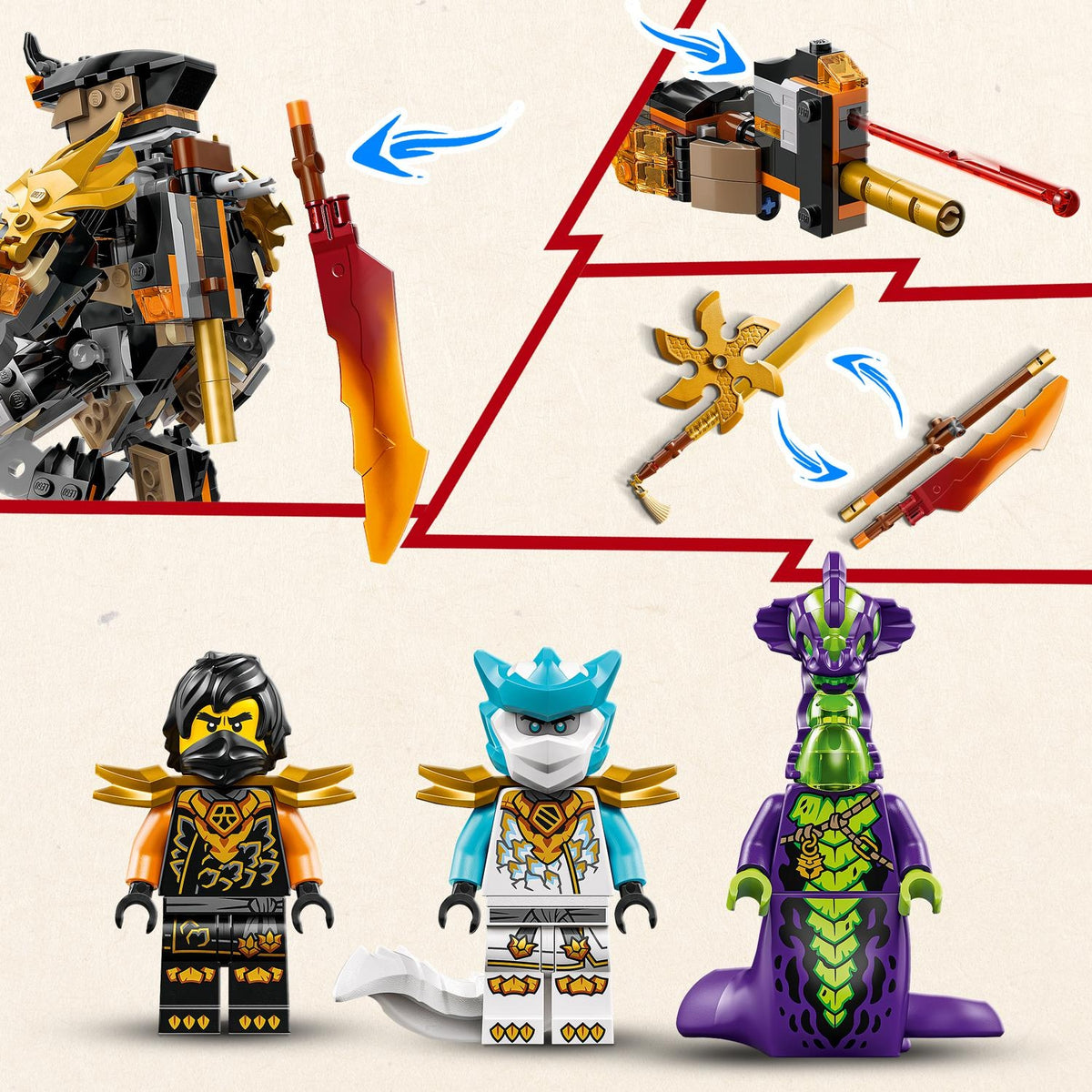LEGO Ninjago la Mission du Robot Cole et du Dragon Zane 71854