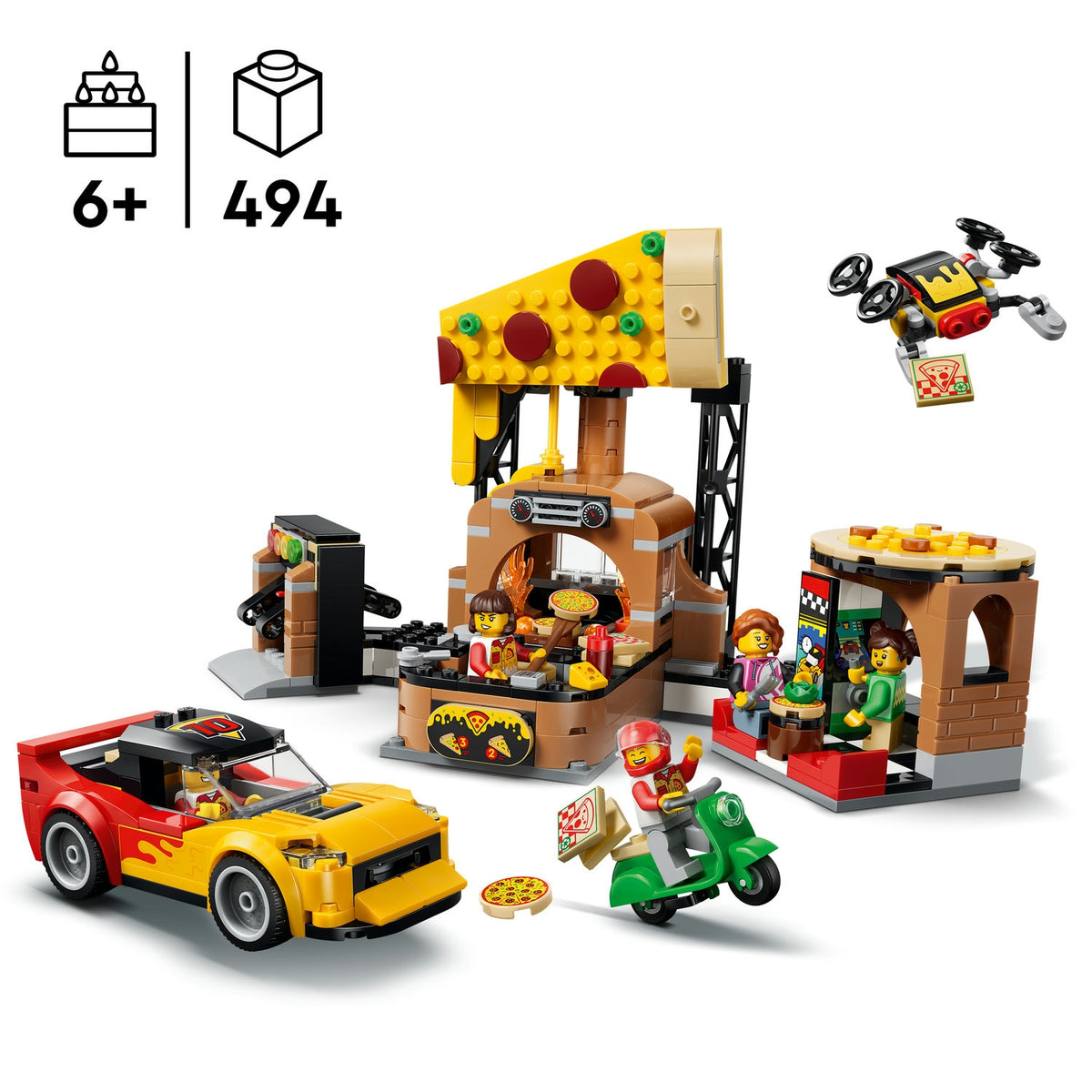 LEGO City La pizzeria et ses véhicules de livraison (60496)