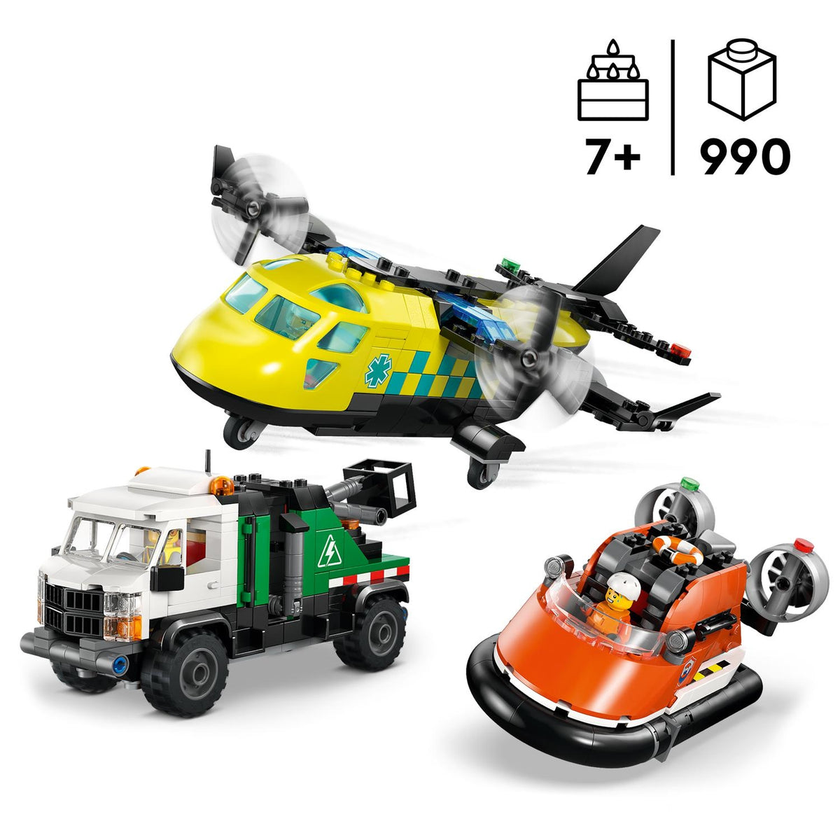 LEGO City Avion Camion d'Assistance et Aéroglisseur Moduable 60505