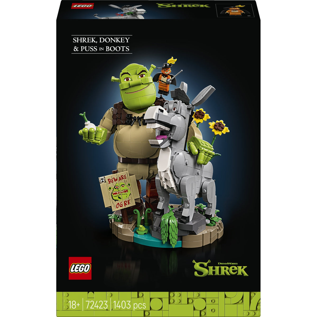 LEGO Icons Shrek, l’Âne et le Chat Potté 72423