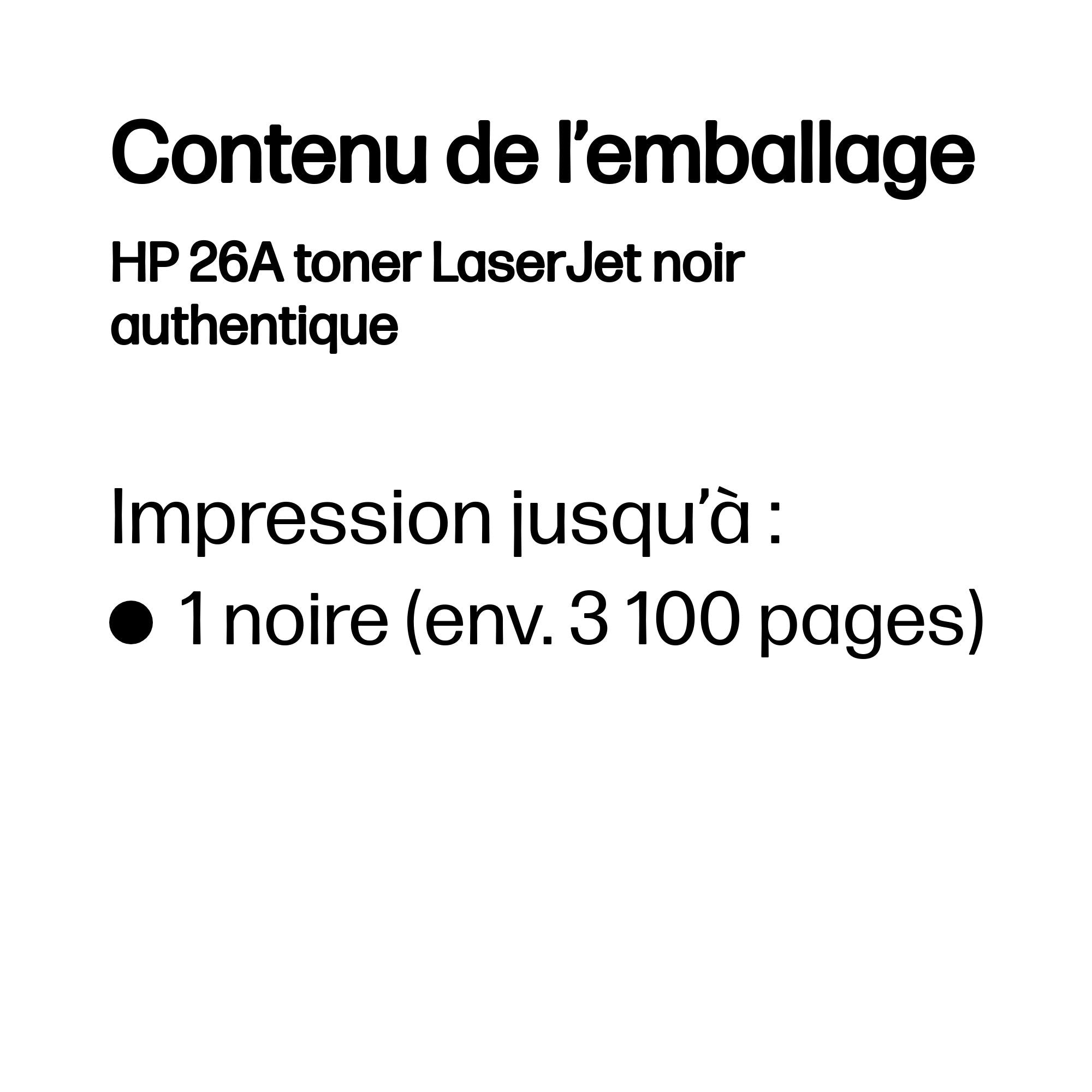 HP 26A toner LaserJet noir authentique